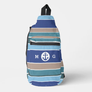 Sac À Bandoulière Rayures marines monographiques personnalisées