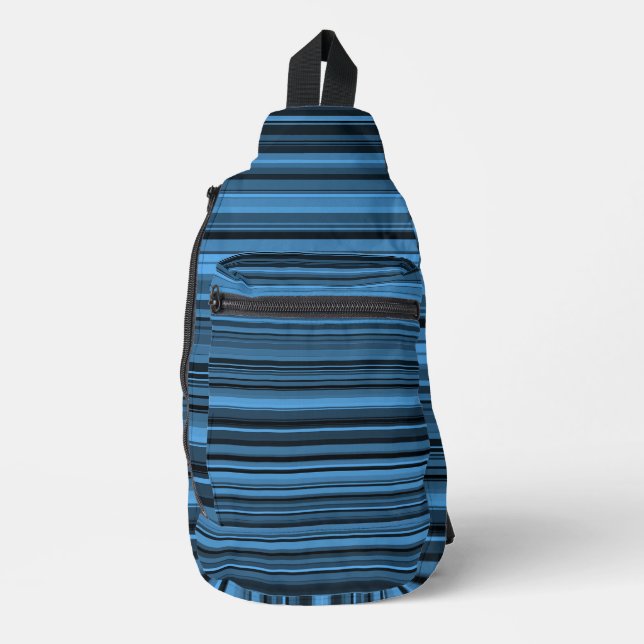 Sac À Bandoulière Rayures Noir Bleu (Recto)