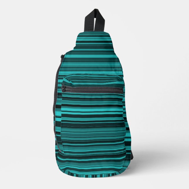 Sac À Bandoulière Rayures noires et sarcelle (Recto)