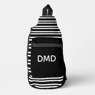 Sac À Bandoulière Rayures Personnaliser Motif Noir Blanc