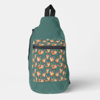 Renards sur vert de forêt, motif mignon