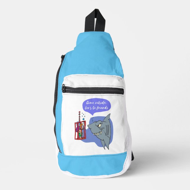 Sac À Bandoulière requin, soyons amis (Recto)