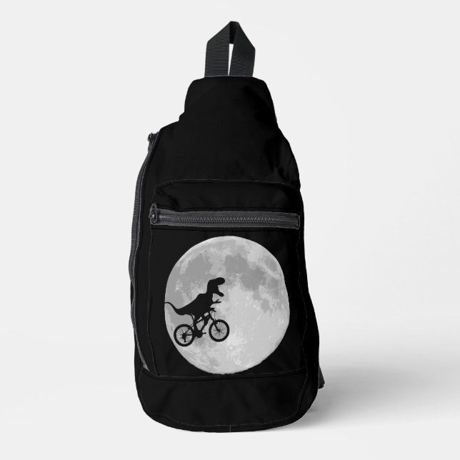 Sac À Bandoulière Retro 80s Dinosaur vélo et lune (Recto)