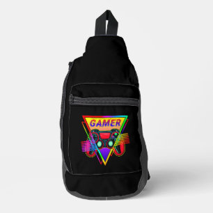 Sac À Bandoulière Rétro Arc-en-ciel Coloré Joueur de Jeux Informatiq