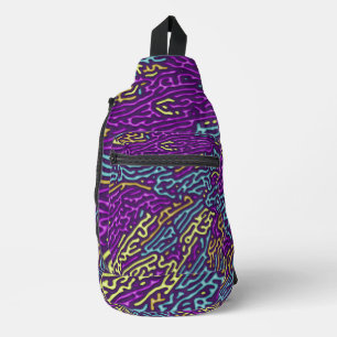 Sac À Bandoulière Retro Neon Maze Motif - Arcade esthétique