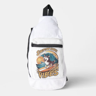 Sac À Bandoulière Rider de la vague : Sibérie Husky Chig Catching Wa