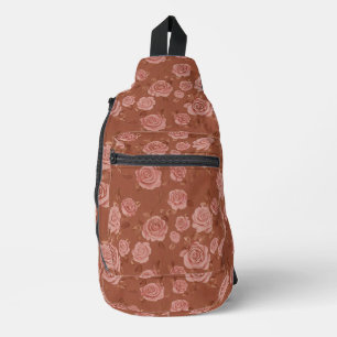 Sac À Bandoulière Roses décoratifs Brown cuir
