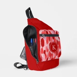 Sac À Bandoulière Rouge rose Abstrait brosses Motif Monogramme