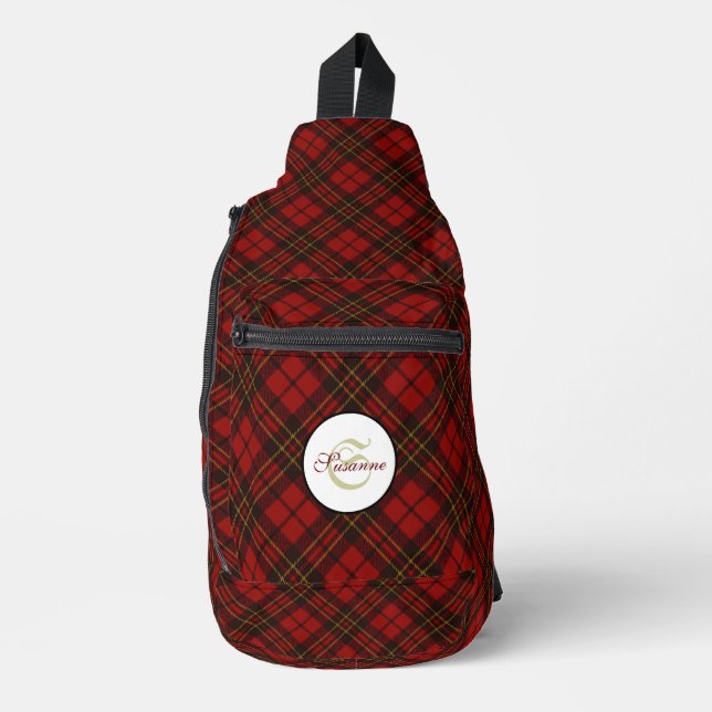 Sac À Bandoulière Rouge tartan plaid hiver élégant motif (Recto)