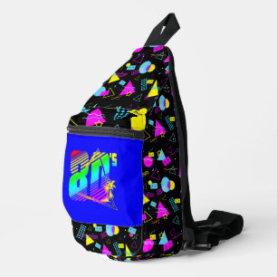 SAC À BANDOULIÈRE RUBAN RÉTRO ANNÉES 80 FORMES COLORÉES