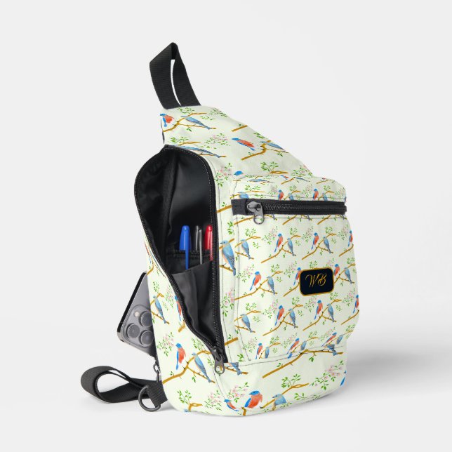 Sac À Bandoulière Sacsoche Bluebirds Vert Pâle (Ouvrir)