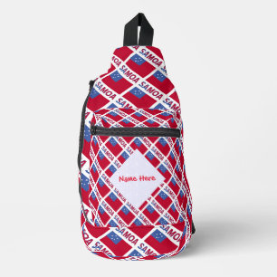 Sac À Bandoulière Samoa et Drapeau Samoan Carrelé Rouge Personnalisa