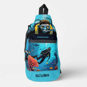 Sac À Bandoulière Scuba Diver nom personnalisé