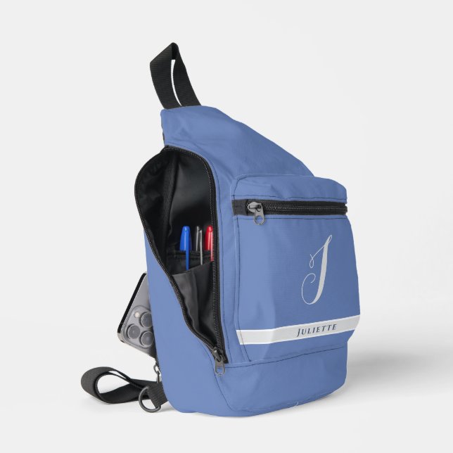 SAC À BANDOULIÈRE SIMPLE MONOGRAM NOM INITIAL ARGENT BLANC SKI BLEU (Ouvrir)