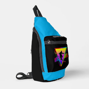 Sac À Bandoulière Ski Arc-en-ciel coloré Retro Ski Vintage