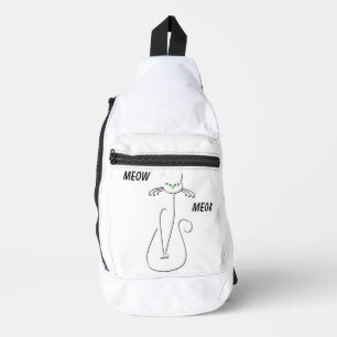 Sac À Bandoulière Slinky Black Cat Meow Meow Texte Personnalisé Yeux