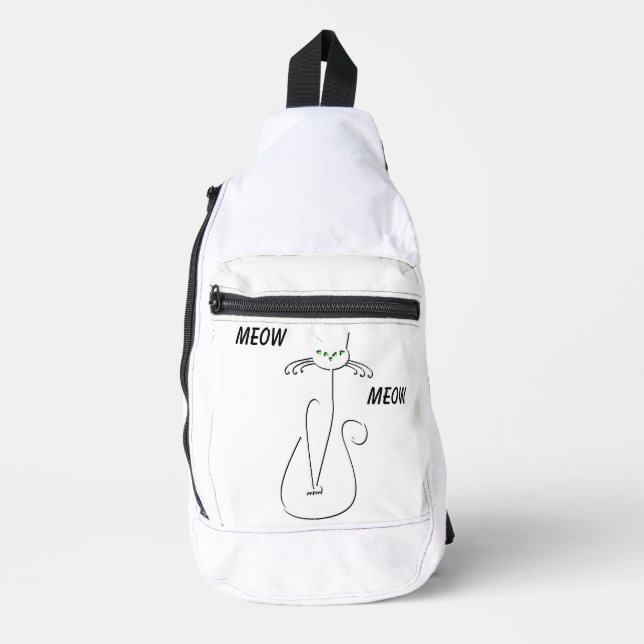 Sac À Bandoulière Slinky Black Cat Meow Meow Texte Personnalisé Yeux (Recto)