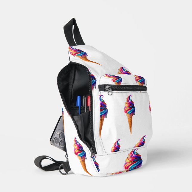 Sac À Bandoulière SlipperyJoe's vibrante crème glacée cone classique (Ouvrir)