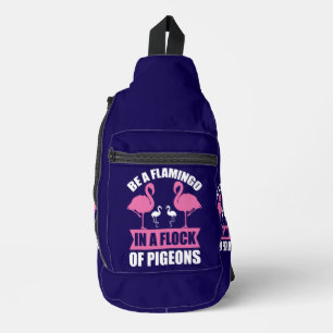 Sac À Bandoulière Soyez Un Flamant rose Dans Un Troupeau De Pigeons-