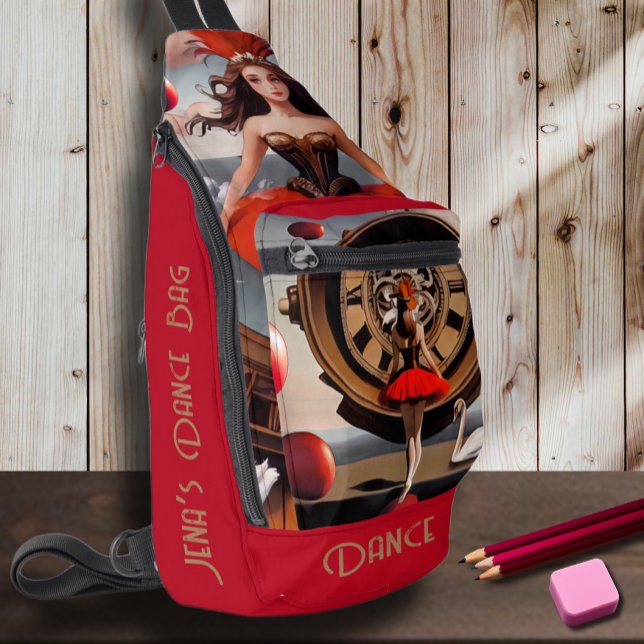 Sac À Bandoulière Steampunk Rouge Aquarelle Ballerina Sling Sag (Créateur téléchargé)
