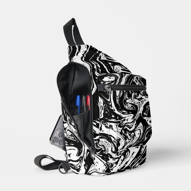 Sac À Bandoulière Style noir et Marbre blanc (Ouvrir)