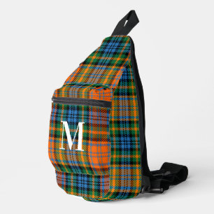 Sac À Bandoulière Tartan Monogramme Vert Rouge Plaid Rustique