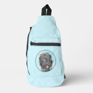 Sac À Bandoulière Terrier Russe Noir TRN TRN Peinture Animal de Comp