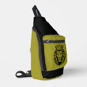 Sac À Bandoulière Tête de lion avec silhouette de couronne - Noir 1