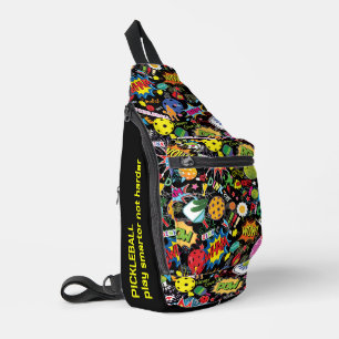 Sac À Bandoulière Texte personnalisé Cool Zing pickleball doodle noi