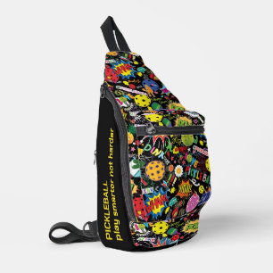 Sac À Bandoulière Texte personnalisé Cool Zing pickleball doodle noi