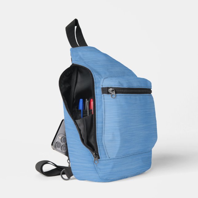 SAC À BANDOULIÈRE TEXTURE MÉTALLIQUE BLEUE MOYENNE (Ouvrir)
