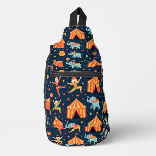 Sac À Bandoulière Thème de cirque sur fond bleu