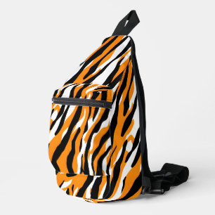 Sac À Bandoulière Tiger Gravure noire Orange motif en peau d'animal