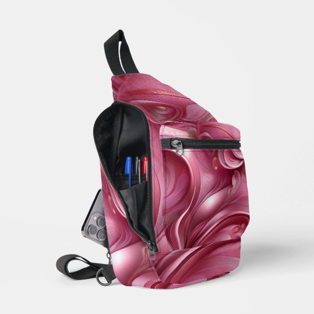 SAC À BANDOULIÈRE TOURBILLONS ABSTRAITS ROSE CLAIR (Ouvrir)