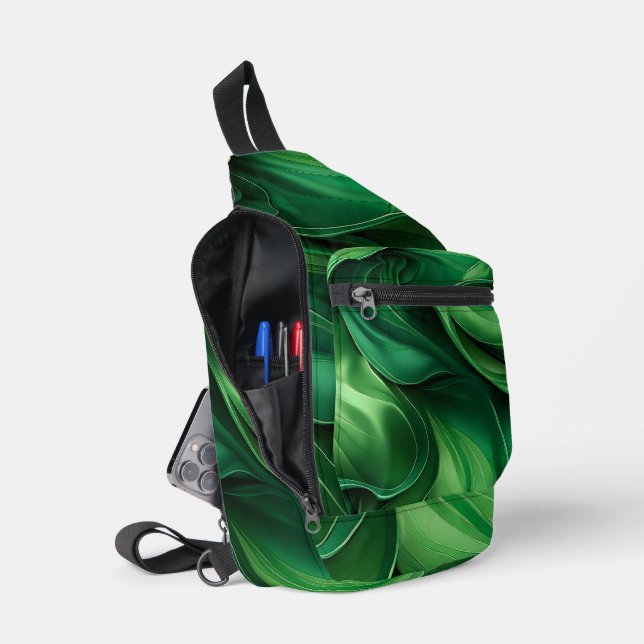 SAC À BANDOULIÈRE TOURBILLONS ABSTRAITS VERT CLAIR (Ouvrir)