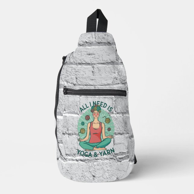 Sac À Bandoulière Tout ce dont j'ai besoin est Yoga et Yarne Phrase (Recto)