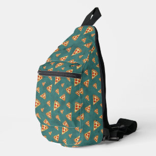 Sac À Bandoulière Tranches de pizza cool motif vert sarcelle vintage