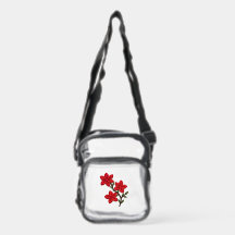 Sac à bandoulière transparent à fleurs rouges