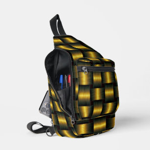 Sac À Bandoulière Treillis noir et or