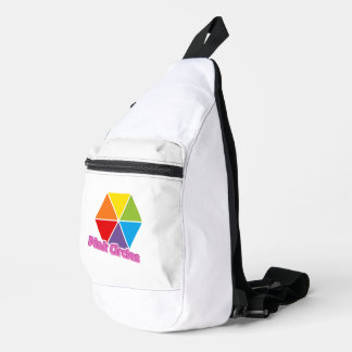 Sac À Bandoulière Triangles colorés avec Cercles roses Texte