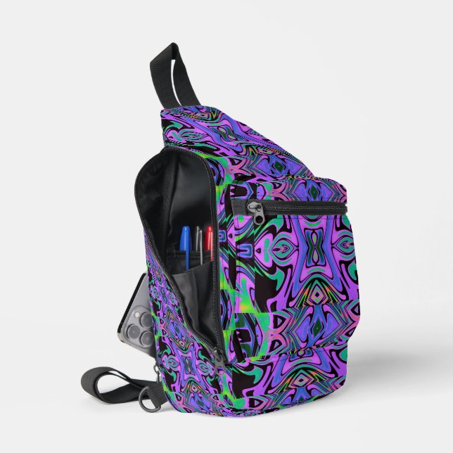 Sac À Bandoulière Tribu rétro Geo Purple Maze Sling (Ouvrir)