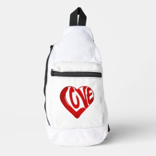 Sac À Bandoulière Typographie D'Amour Branchée Rouge Et Blanc