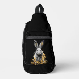 Sac À Bandoulière Un lapin gris génial en feu