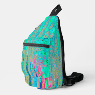 Sac À Bandoulière Vagues Atomiques Abstraites Rétro Groovy Arc-en-Ci