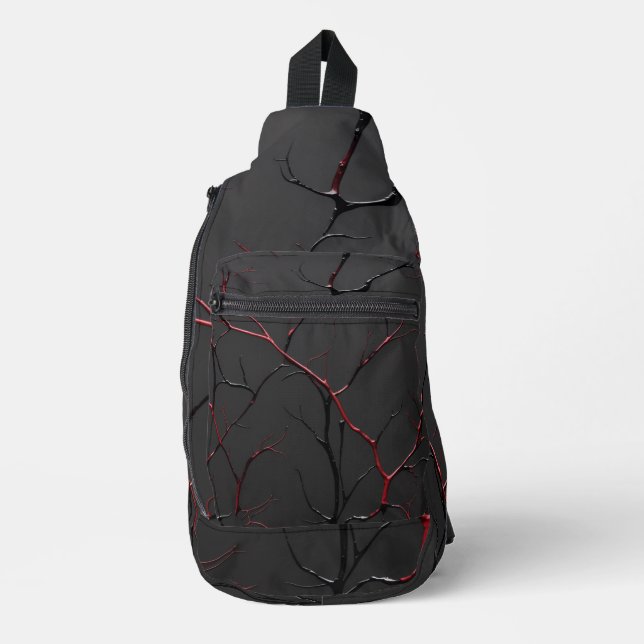 Sac À Bandoulière Veines noires et rouges (Recto)