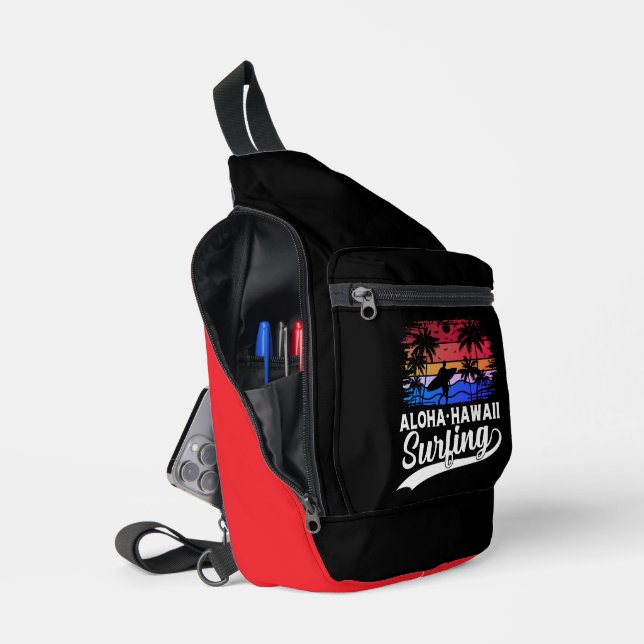 Sac À Bandoulière Vibes de surf Hawaï Aloha (Ouvrir)