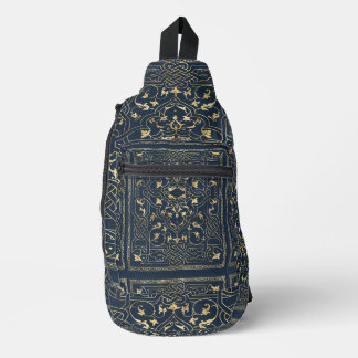 Sac à bandoulière vintage bleu et or