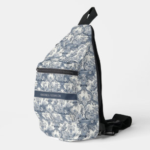 Sac À Bandoulière Vintage damas à fleurs Bleu toile de jouy monogram