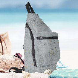 Sac À Bandoulière Voyage minimal de monogramme d'or gris ardoise d'a