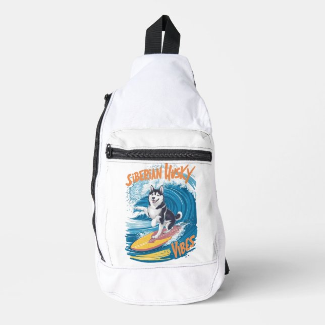 Sac À Bandoulière Wave Rider Sibérien Husky Chien Surf (Recto)